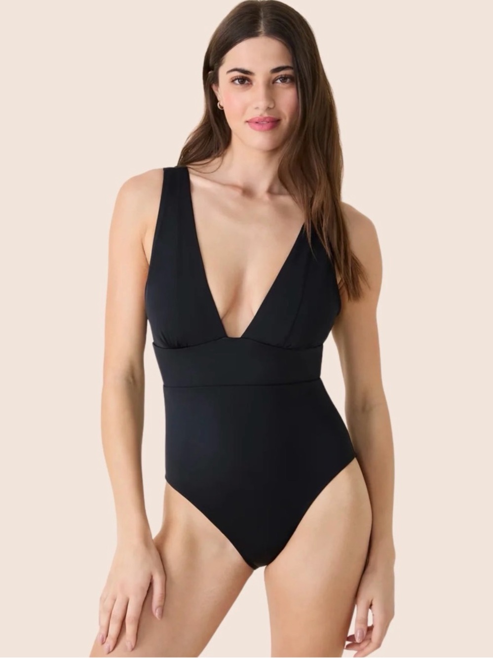 Andie Mykonos Black Plunge One-Piece Swimsuit
